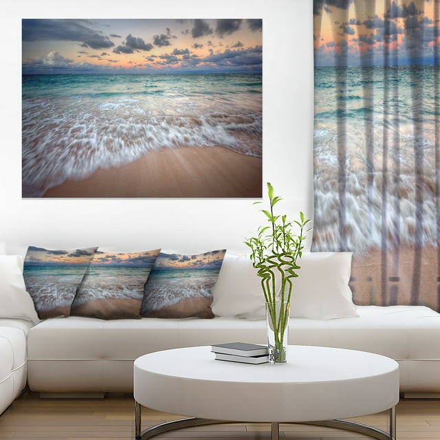 Waves Crashing Serene Seashore - Seascape Canvas Art Print