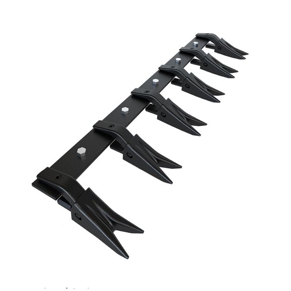 Pinypikaka Tooth Bar for Buckets, 46"/49", Robust Tractor Bucket with 6 Teeth, 4560 Lbs Load-Bearing, for Bucket Cutting Edges Sized 1/2" or Less with No Drilling Required