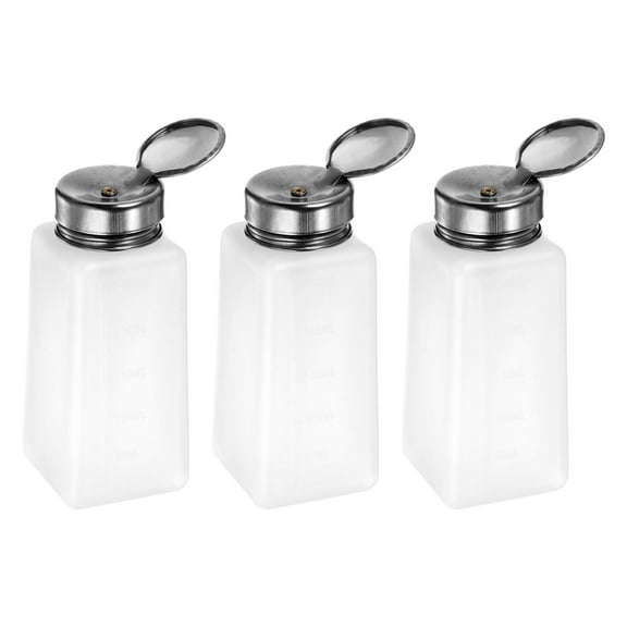 Uxcell 3pcs Solvent Alcohol Dispensers 250ml(8.5oz) Push Down Liquid Dispenser Pump w Stainless Steel Lid, White