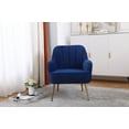 thumbnail image 2 of Accent Chair, Velvet Upholstered Single Sofa Chair with Channel Tufted Back and Gold Metal Legs, Mid Century Leisure Armchair Comfy Vanity Chair for Living Room, Bedroom, Office, Navy, 2 of 7