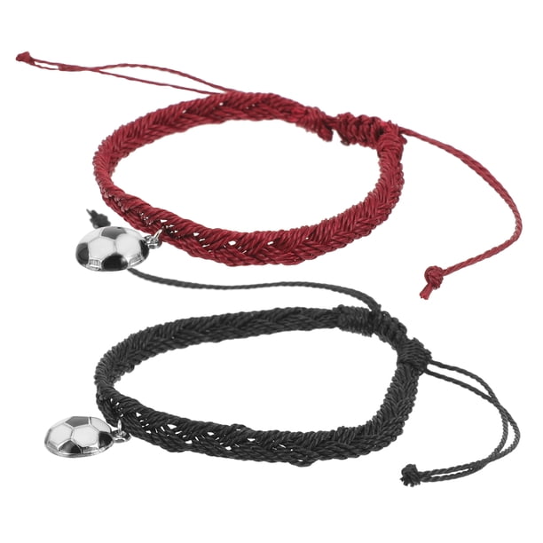 KAKOWELY 2 pulseras de fútbol trenzadas, pulsera de jugador de fútbol, cadena de muñeca de fútbol