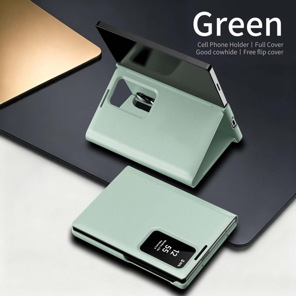 Compatible with Samsung Galaxy Z Fold8 Flip Phone Case,With Smart window,PU Leather PC TPU Material,With Card Slot,Shockproof Anti-fall Rugged Case Cover For Samsung Galaxy Z Fold8,Green
