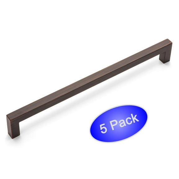 5 Pack - Cosmas 14777-160ORB Oil Rubbed Bronze Modern Cabinet Hardware Handle Pull - 6-5/16" Inch (160mm) Hole Centers
