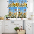 thumbnail image 3 of Summer Sunflower Floral Kitchen Curtains Valances and Tiers Set of 3 Butterfly Plant Oil Painting Tier Curtains and Valance with Rod Pocket for Small Windows, 27.5"x24", 3 of 9