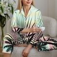 thumbnail image 6 of Uemuo Tropical Summer Palm Pattern Womens Pajama Sets,PJ Set for Women,Pajamas for Women Logo,Long Sleeve Pajama Set for Women,Soft Long Sleeve Top With Pants-Large, 6 of 9