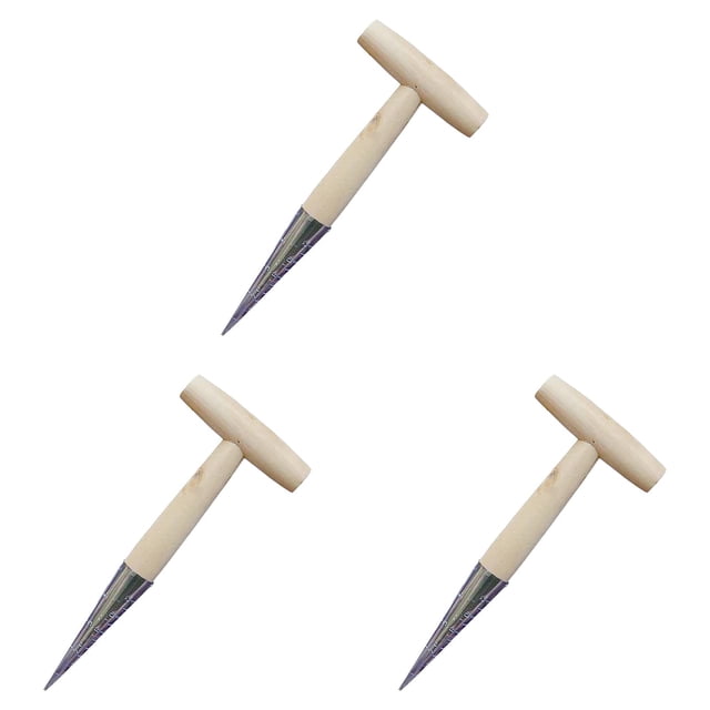 YWIYIUD 3PCS 11.02inch Practical and Lightweight Planter Tool with Wooden Handle Durable Handheld Garden Tool with Metal Tip for Garlic Daffodils Vegetable and Flower