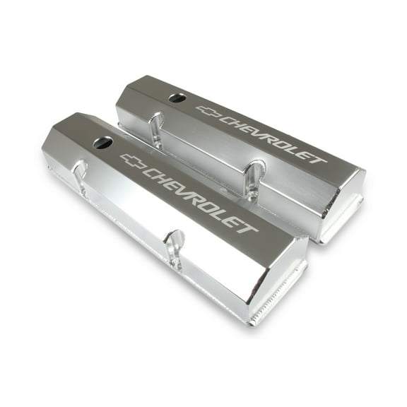 Holley 241-287 Holley GM Licensed Track Series Valve Cover; Fabricated Aluminum Valve Cover: Flat Top; Pair; Silver;