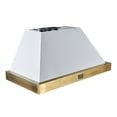 thumbnail image 4 of Forno Vittorio 48-Inch Wall Mount Range Hood, White with Antique Brass Trim, 424 CFM Airflow, Dishwasher-Safe Baffle Filters, Remote Control, 3-Speed Fan, Bright LED Lighting, 4 of 5