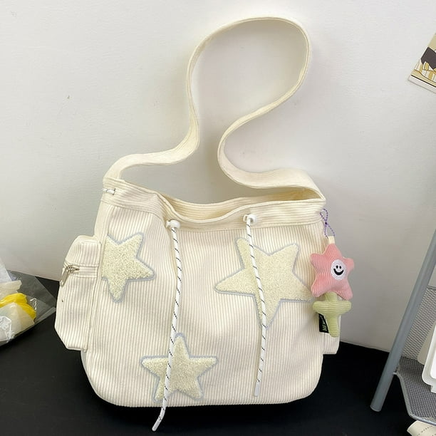 Bolso de mano informal para mujer, Bolso de hombro de gran capacidad, pana para adolescentes y estudiantes