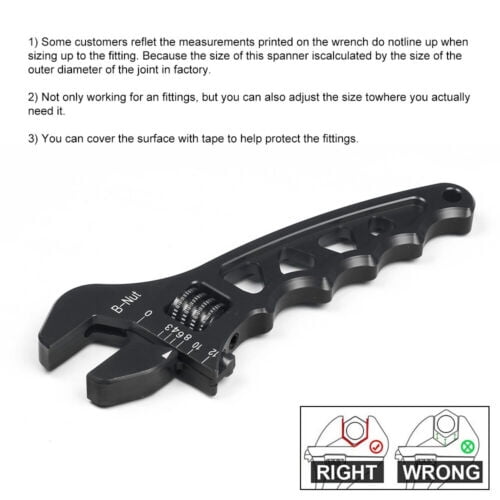 Black Aluminium Adjustable Wrench Spanner AN3 AN4 AN6 AN8 AN10 AN12 Hose Fitting