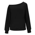 thumbnail image 3 of successthop Womens Off Shoulder Sweatshirts Long Sleeve Sweaters Lightweight Trendy Casual Pullover Top Solid Athleisure, 3 of 8