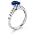thumbnail image 3 of Gem Stone King 10K White Gold Blue Created Sapphire Solitaire Engagement Ring for Women (1.60 Cttw, Oval 8X6MM, Gemstone September Birthstone, Available in Size 5, 6, 7, 8, 9), 3 of 4
