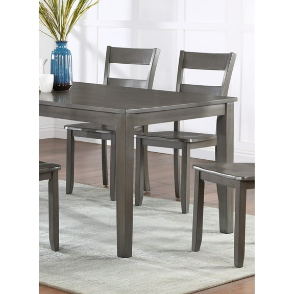 4pc Transitional Dining Side Chair with Ladder Back Deep Gray Finish Wooden Furniture