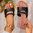 thumbnail image 2 of Zapatillas de Casa de las Mujeres Color Sólido Correa Nerviosa Contraste Footbed Diapositivas de Playa Planas, Zapatillas de Verano de las Mujeres para la Comodidad Interior Al Aire Libre, 2 of 9