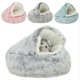 thumbnail image 2 of Plush Pet Cat Bed Round Cat Cushion Cat House 2 In 1 Warm Cat Basket Pet Sleep Bag Cat Nest Kennel For Small Dog Cat dog bed ShopWise Round, 2 of 13