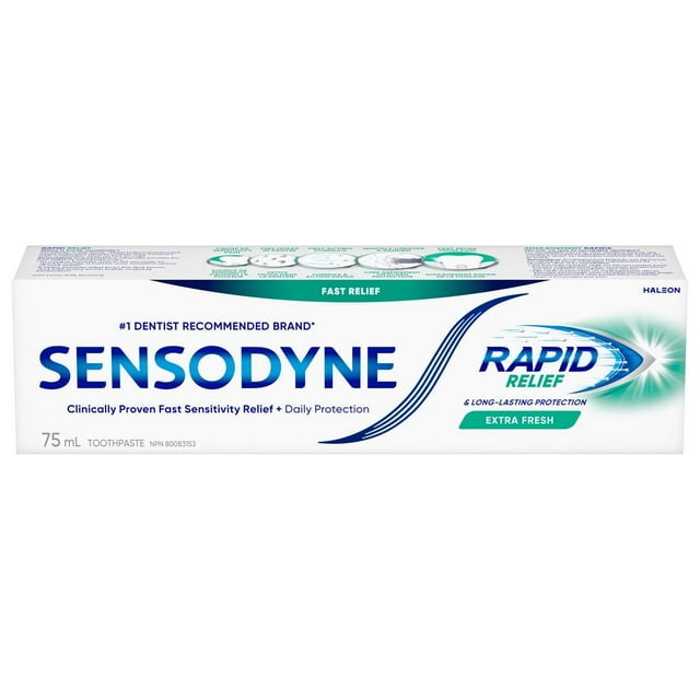 SENSODYNE Rapid Relief & Long Lasting Protection Extra Fresh Fast Relief Toothpaste, 75 mL