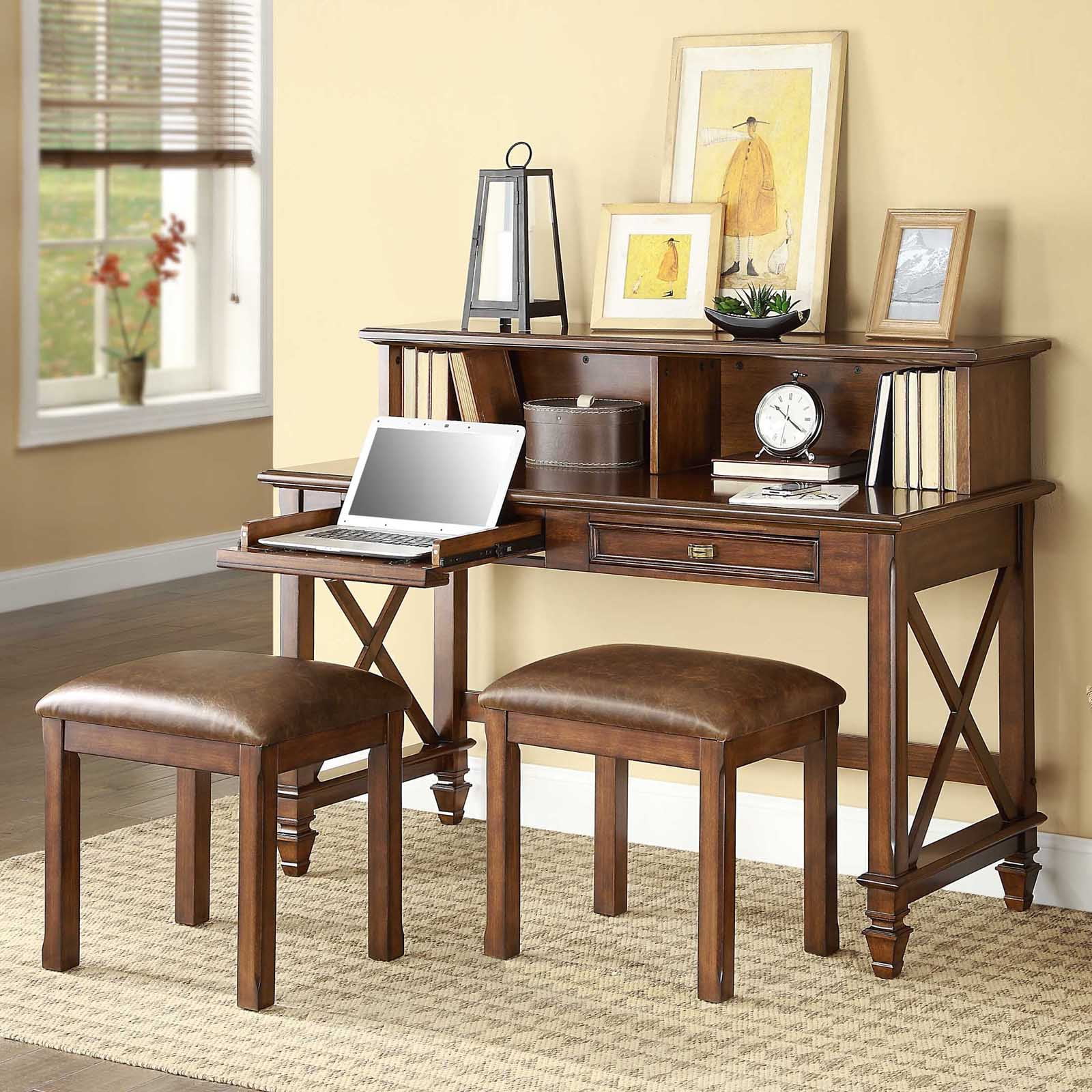 Apa Marketing By Whalen Belmar Writing Desk Hutch Set With 2 Apa Marketing By Whalen Belmar Writing Desk Hutch Set With 2 Stools Cherry Com