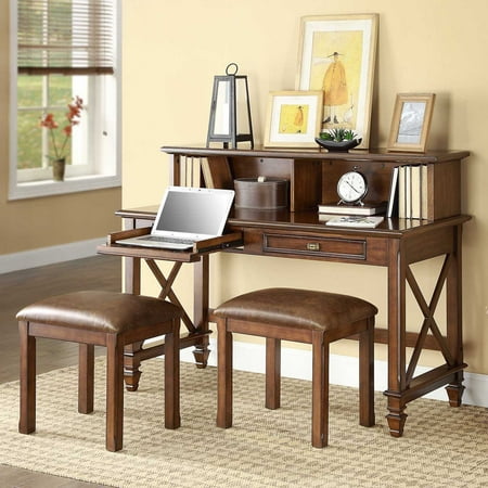 UPC 764053489723 product image for APA Marketing by Whalen Belmar Writing Desk & Hutch Set with 2 Stools - Cherry | upcitemdb.com