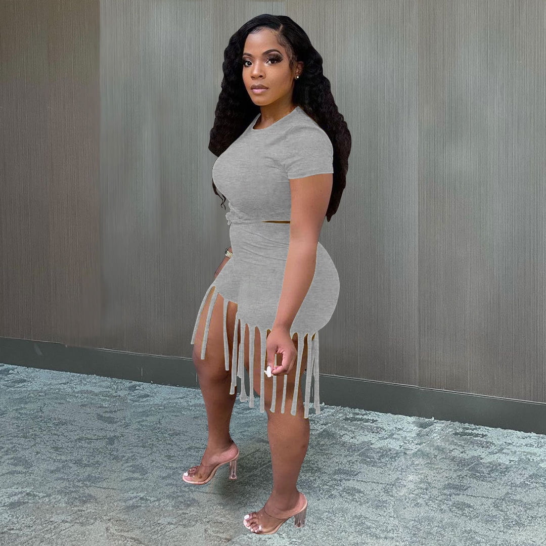 Tassel Shorts Bodycon Outfit Set picture