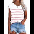 thumbnail image 1 of Tops de Mujer Elegantes e Informales de Verano A Rayas, Tops de Corta con Bloques de Color, Corte Holgado, Rosa y L, 1 of 9