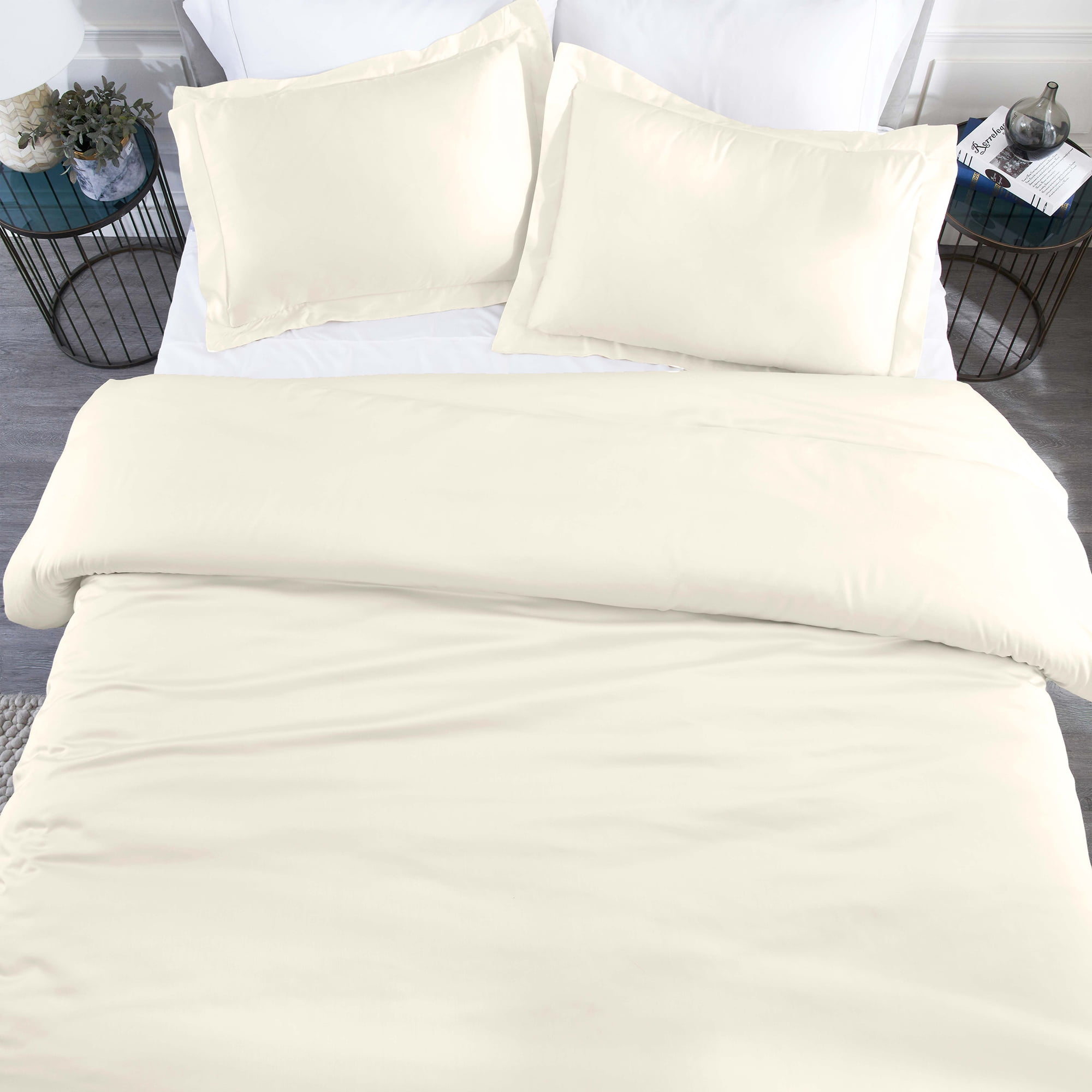 Superior Modal From Beechwood 400TC Ivory Duvet Cover Set, Twin/ Twin XL