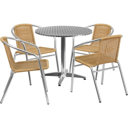 Flash Furniture 31.5\'\' Round Aluminum Indoor-Outdoor Table with 2 ... Flash Furniture 31.5\'\' Round Aluminum Indoor-Outdoor Table with 2 ...