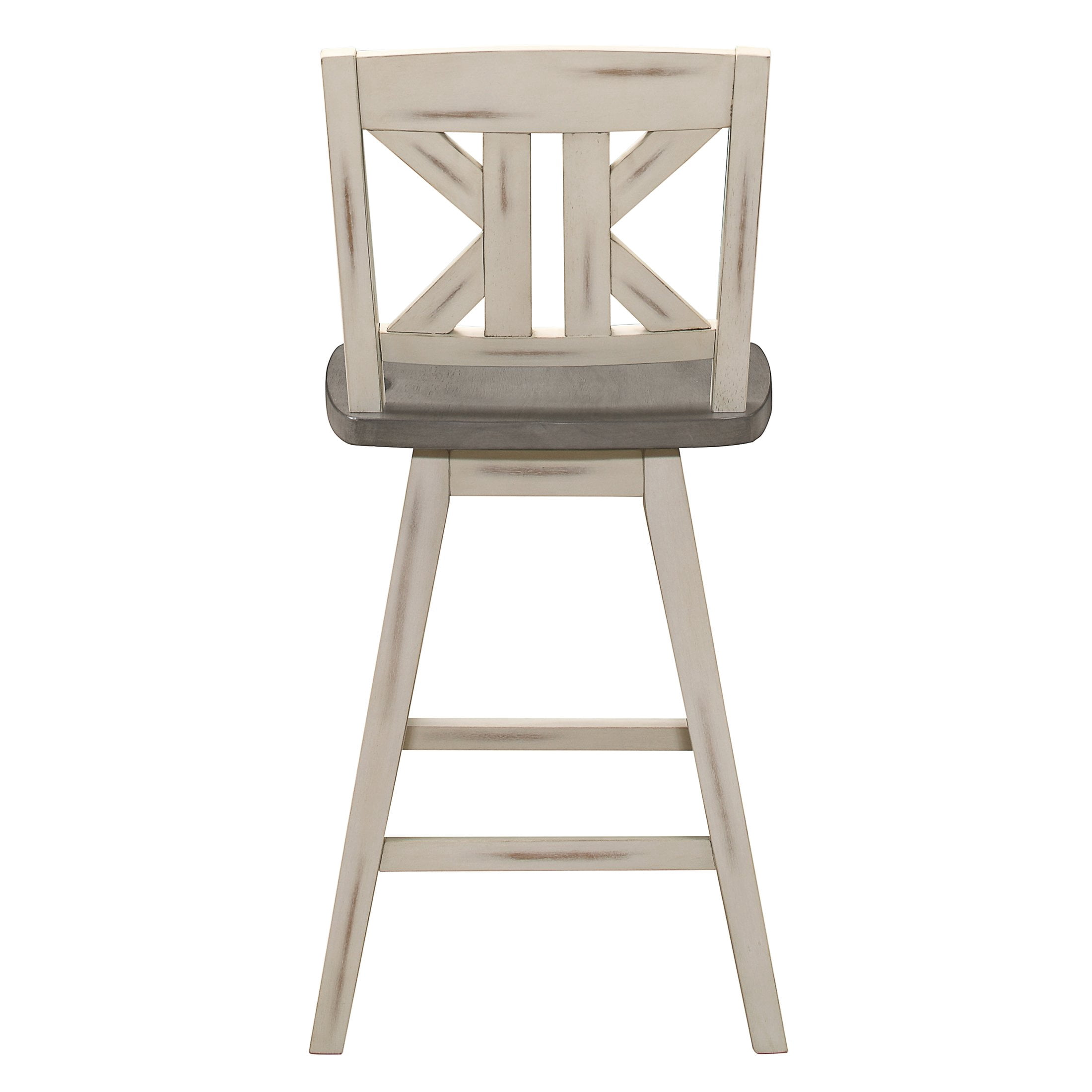 OakvillePark Roscoe Swivel Counter Height Barstool (Set of 2), White/Gray