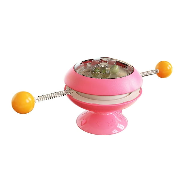 Juguete interactivo con hierba gatera para gatos, plato giratorio, bola de hierba gatera, resorte para gatos, juguete divertido para gatos Rosa