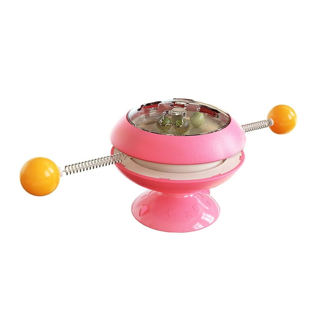GROWTH TANK Cat Turntable Ball Catnip Toys Pet Interactive Toy with Suction Cup Pink