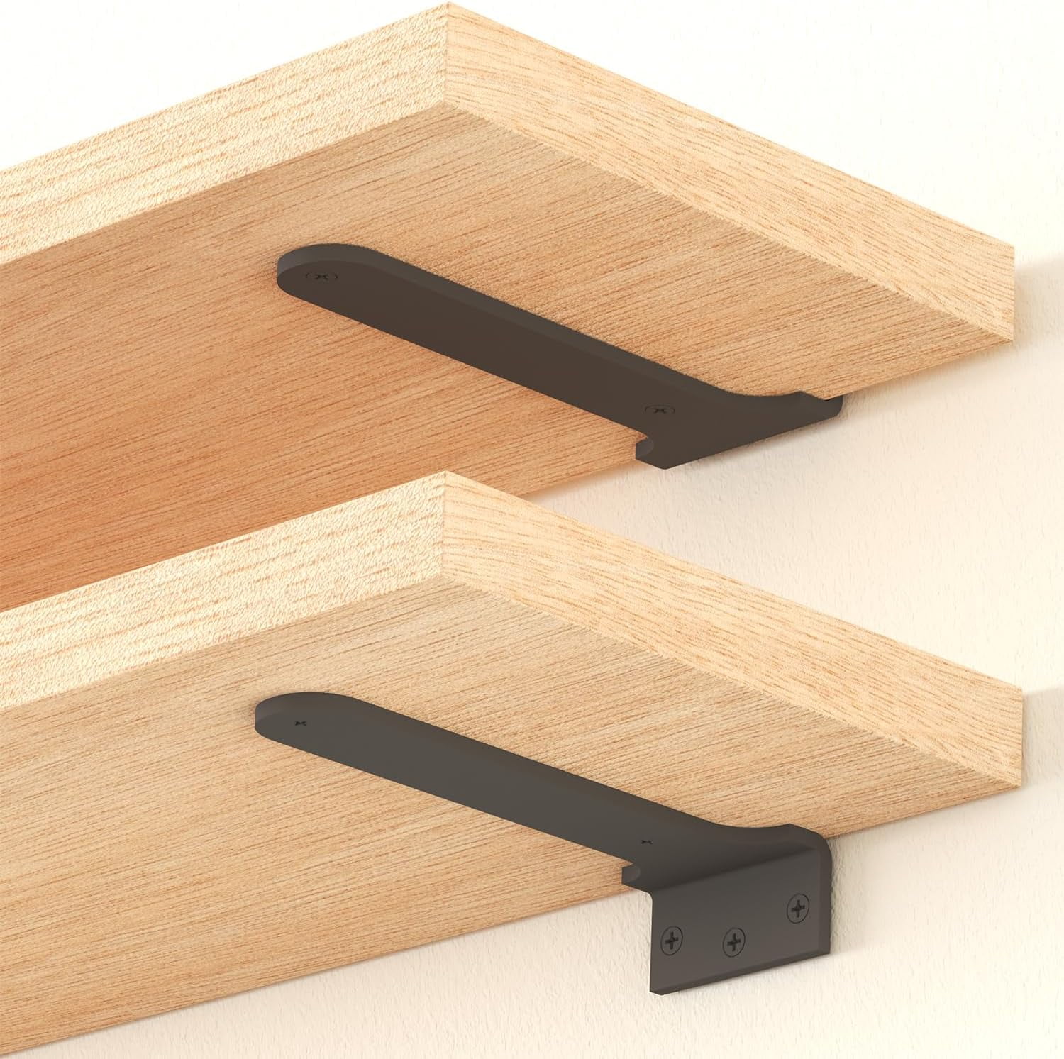 6" Black Floating Shelf Bracket by Balin Designs - Industrial Hidden Wall Bracket for Kitchen, Bathroom Bookshelves - Heavy Duty, Free Hanging Invisible Support for Shelves & Countertops (Pack of 4)