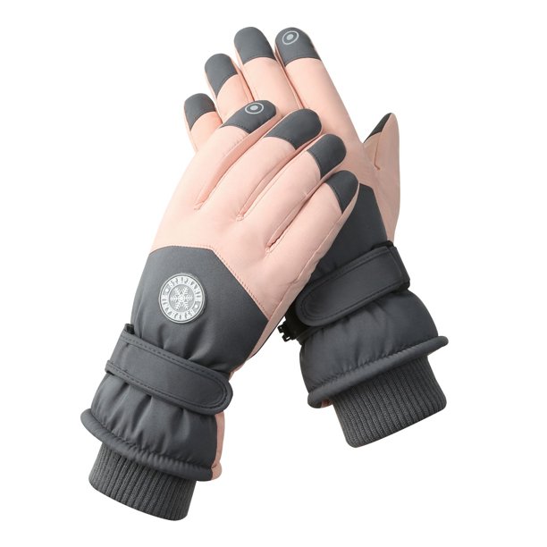 Guantes de esquí de invierno para hombres y mujeres, para exteriores, con pantalla táctil, cálidos, forrados de vellón, gruesos, impermeables y antideslizantes