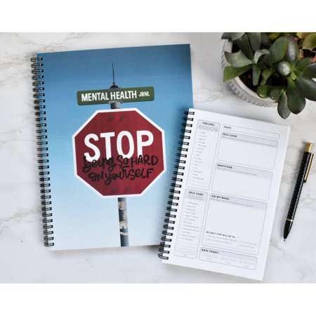 Mental Health Journal | Stop Being So Hard On Yourself | Daily Check-In for Mental Wellness | Therapy Journal with Coloring Sheets