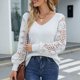 thumbnail image 2 of Blusa de punto de manga larga de moda sexy informal para mujer Pompotops FGAJ7587, 2 of 9