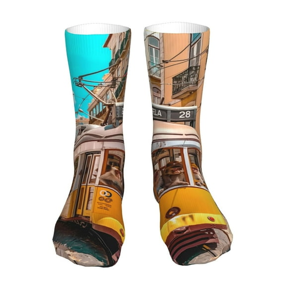 Xecao Modern Urban Monkey Print Fashion No Heel Casual Crew Socks Cushioned Breathable for Men Women - Moisture wicking,Not easy to fade Suitable for daily