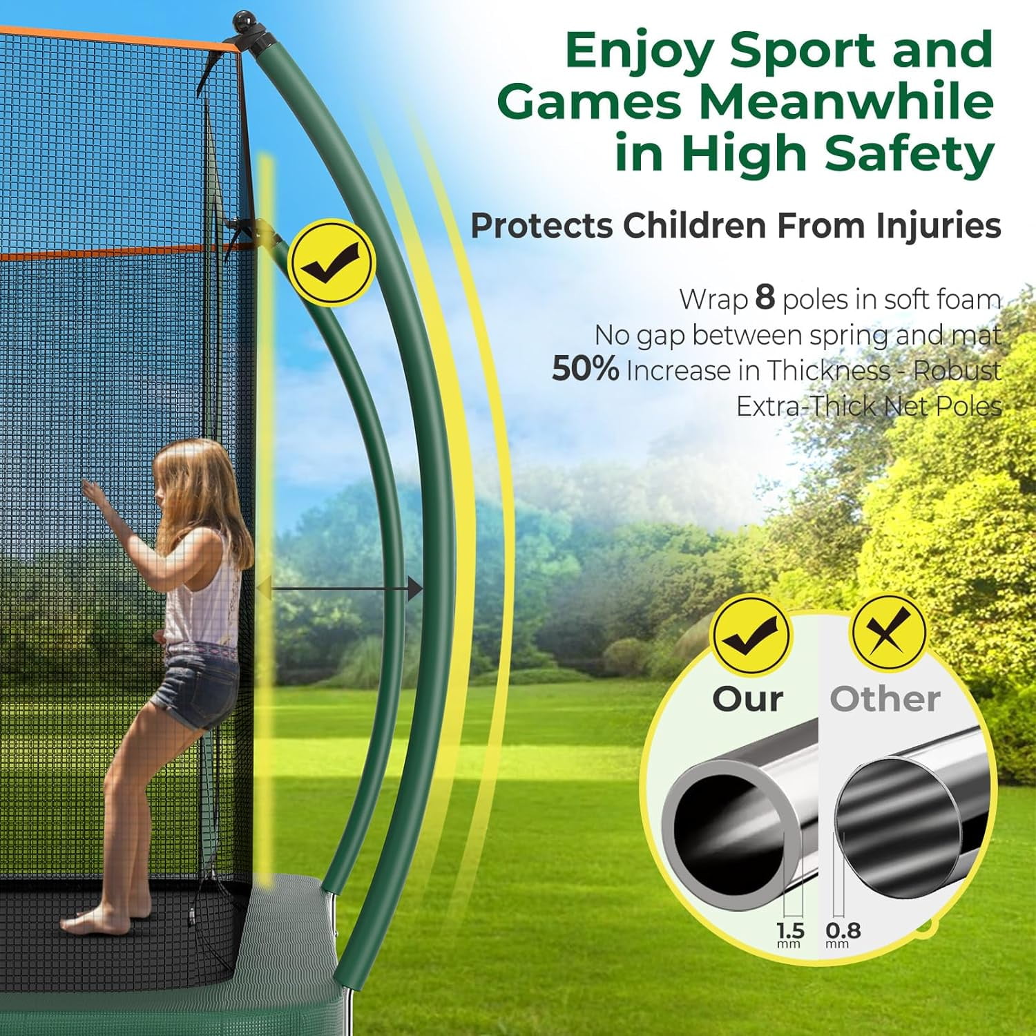 8x14ft Rectangle Trampoline, Segmart 1600LBS Weight Capacity Trampoline for Adult Kids, Outdoor Rectangle Trampolines for Backyard, Large Gymnastics Trampolines with Enclosure Net & Football Target