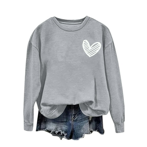 CheerKidz Women Sweatshirt Round Neck Solid Color Loose Fit Long Sleeve Pullover Casual Wear Soft Comfortable Fashion Top for Daily Birthday Dating Party Fall Spring(Gray#1,M)