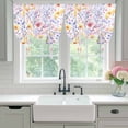 thumbnail image 5 of Spring Floral Tie Up Curtain 63 Inches Long, Colorful Flowers Field Watercolor Rustic Farmhouse Balloon Style Kitchen Window Curtain Over Sink, Small Window Rod Pocket Curtain 52"x63", 5 of 9