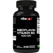 Vitabod Vitamin B2 (Riboflavin) 400 mg 240 Vegetarian Capsules - Support Cellular Energy and Red Blood Cell Production