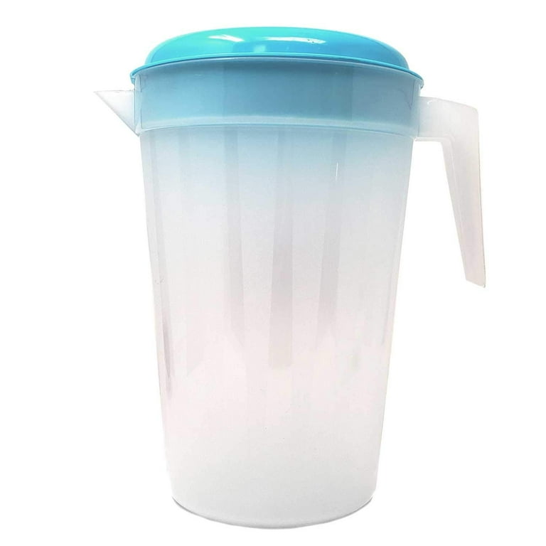 4.5 Liter Round Clear Plastic Pitcher with Lid & Handle for Water Iced Tea Beverages (4 Packs Assorted Color)