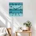 thumbnail image 3 of Teal Turquoise Aqua Ombre Wooden Wall Clock Silent Non Ticking, Contemporary Abstract Lines Square Wall Clocks Battery Operated, Decor Clock for Home Office, Living Room, Kitchen, 10 Inch, 3 of 9