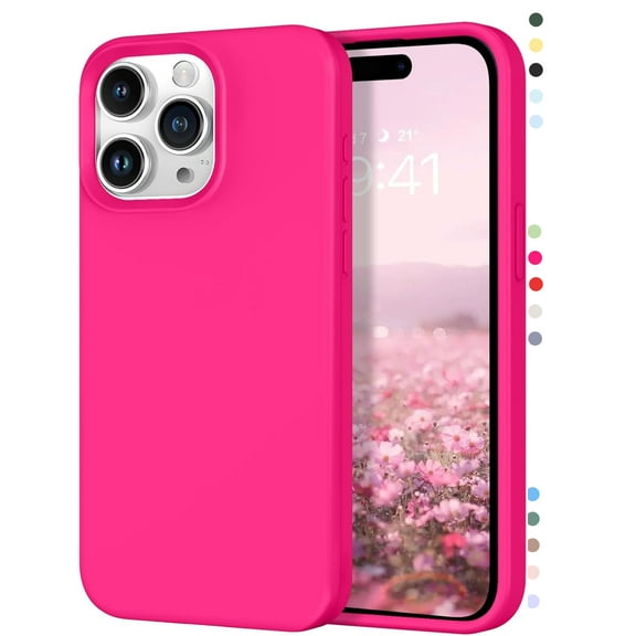 Sumao Designed for iPhone 15 Pro Case, Silicone Shockproof Slim Thin Phone Case (Hot Pink)