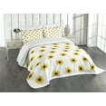 thumbnail image 3 of Ambesonne Yellow Quilted Bedspread Set 3 Pcs, Sunflower Pattern Nature, Queen Size, Yellow, 3 of 5