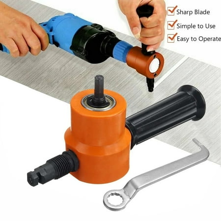 

Double Head Cutter Sheet Metal Nibbler Cutter Power Adjustable Drill W/ Wrench