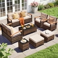 thumbnail image 2 of MEISSALIVVE 8 Pieces Patio Furniture Set, Outdoor Wicker Conversation Set with 2 Swivel Chairs, 2 Sofas, 2 Ottomans & Coffee Table, Beige, 2 of 10