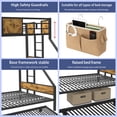 thumbnail image 5 of ATOPCORP Twin Over Full Metal Bunk Bed with Trundle for Teens Adults, Metal Frame with 2-Side Ladder, Full-Length Guardrail, Under Bed Storage, Noise-Free, Easy Assembly - Black, 5 of 6