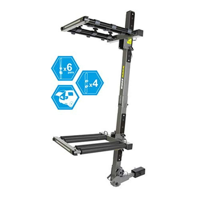 BUZZRACK BUZZSKI - Hitch Mounted Ski & Snowboard Rack | Fits 2" or 1.25" Receivers | Tilting away