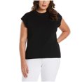 thumbnail image 1 of Ella Rafaella Womens Mixed Rib Mock Neck Sleeveless Pullover Sweater, Black, Plus Size, 2X, 1 of 1
