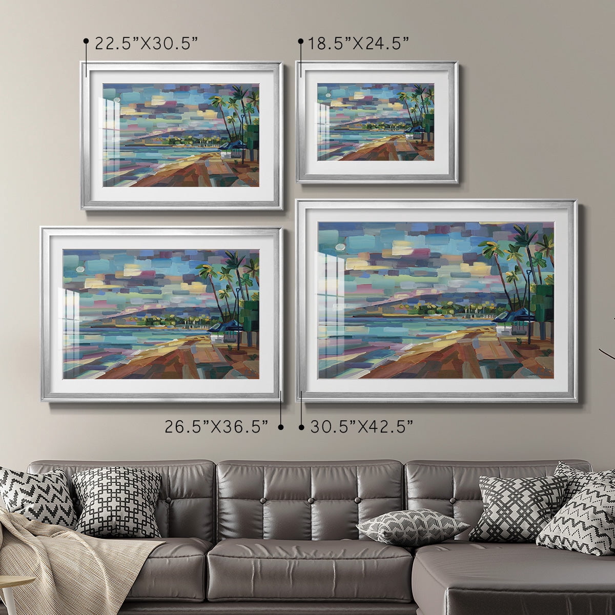 Morning Moon Over Waikiki Premium Framed Print - Ready to Hang