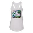 thumbnail image 2 of Wild Bobby, Unicorn Fanstasy Island Castle Animal Lover Ladies Racerback Tank Top, White, X-Large, 2 of 3