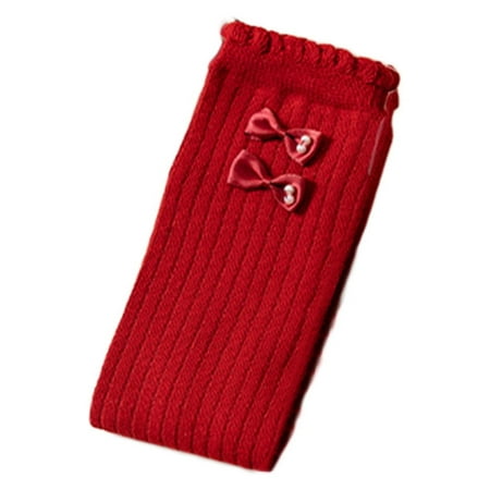 

Lovskoo Little Girl S Christmas Knee High Socks Mid-Calf Socks Fall And Winter New Year S Socks Christmas Gift Stockings Suitable For 3-12 Years Old Age Red